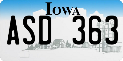 IA license plate ASD363