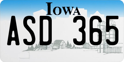 IA license plate ASD365