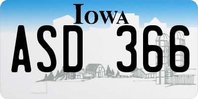IA license plate ASD366