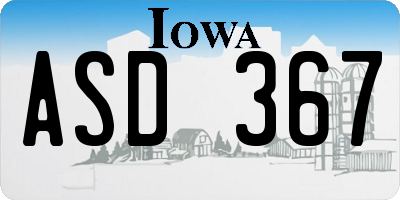 IA license plate ASD367