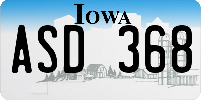 IA license plate ASD368