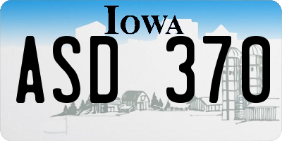 IA license plate ASD370