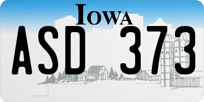 IA license plate ASD373
