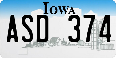 IA license plate ASD374