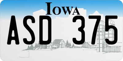 IA license plate ASD375