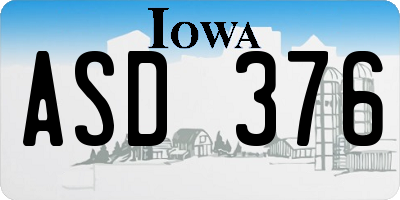 IA license plate ASD376