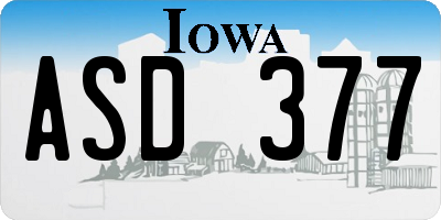 IA license plate ASD377