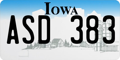IA license plate ASD383