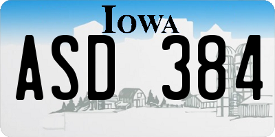 IA license plate ASD384