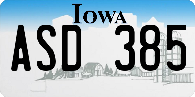 IA license plate ASD385