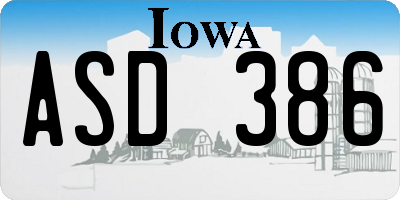 IA license plate ASD386