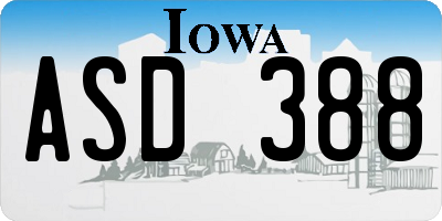 IA license plate ASD388