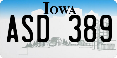 IA license plate ASD389