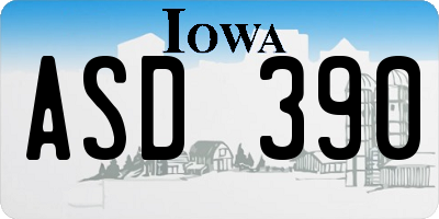 IA license plate ASD390