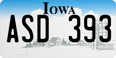IA license plate ASD393