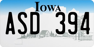 IA license plate ASD394