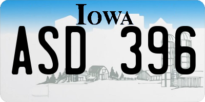 IA license plate ASD396