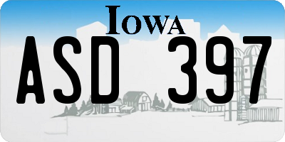 IA license plate ASD397