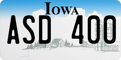 IA license plate ASD400
