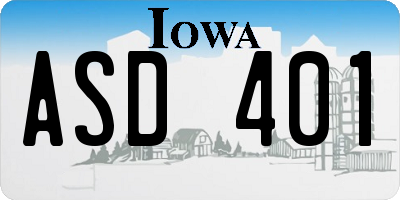 IA license plate ASD401