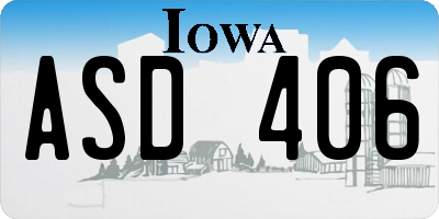 IA license plate ASD406