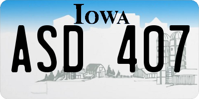 IA license plate ASD407