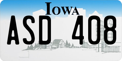 IA license plate ASD408