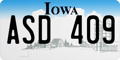 IA license plate ASD409