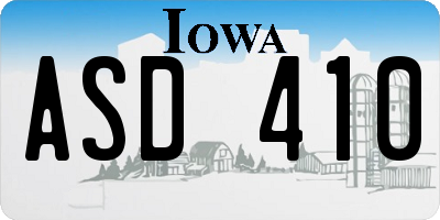 IA license plate ASD410