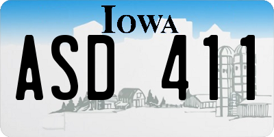 IA license plate ASD411