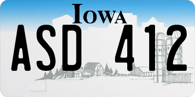 IA license plate ASD412
