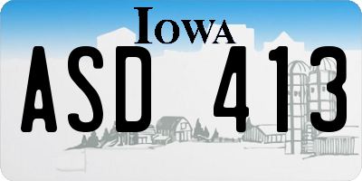 IA license plate ASD413