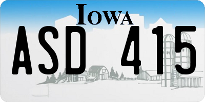 IA license plate ASD415