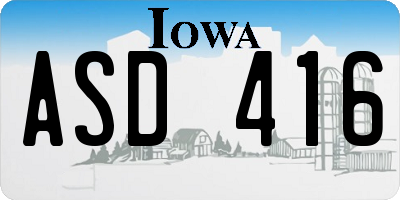 IA license plate ASD416