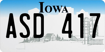 IA license plate ASD417
