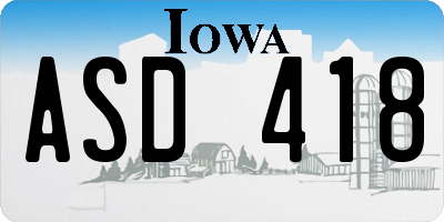 IA license plate ASD418