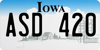 IA license plate ASD420