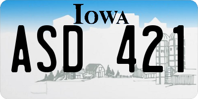 IA license plate ASD421