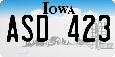 IA license plate ASD423