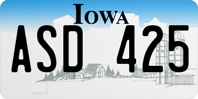IA license plate ASD425