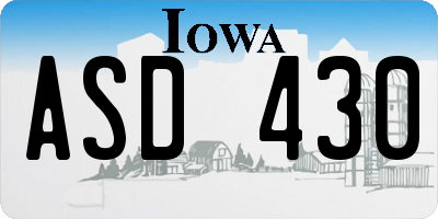 IA license plate ASD430