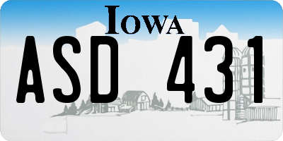 IA license plate ASD431