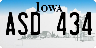 IA license plate ASD434
