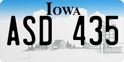 IA license plate ASD435