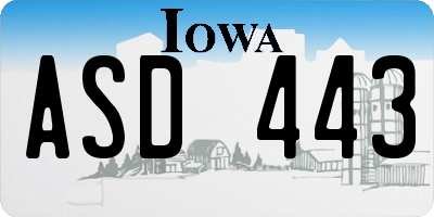 IA license plate ASD443