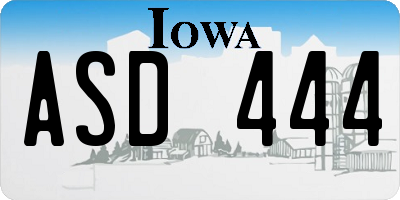IA license plate ASD444