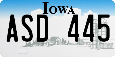 IA license plate ASD445