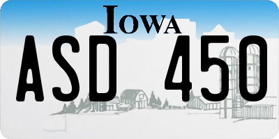 IA license plate ASD450