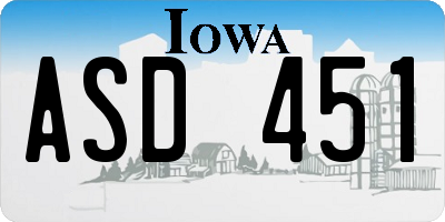 IA license plate ASD451