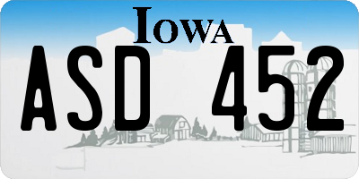 IA license plate ASD452